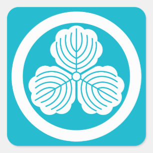 Three oak leaves in circle square sticker