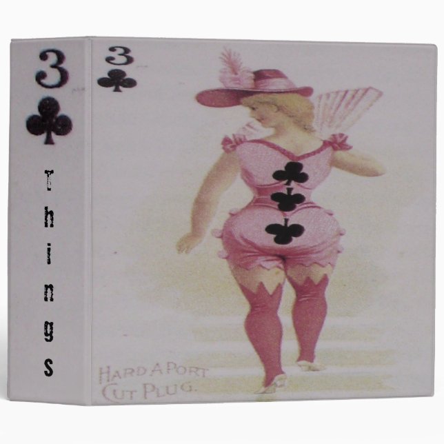 Three of Clubs ~ Binder Playing Card Vintage (Front/Spine)
