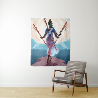 Three of Wands Tarot Fantasy Art Tapestry