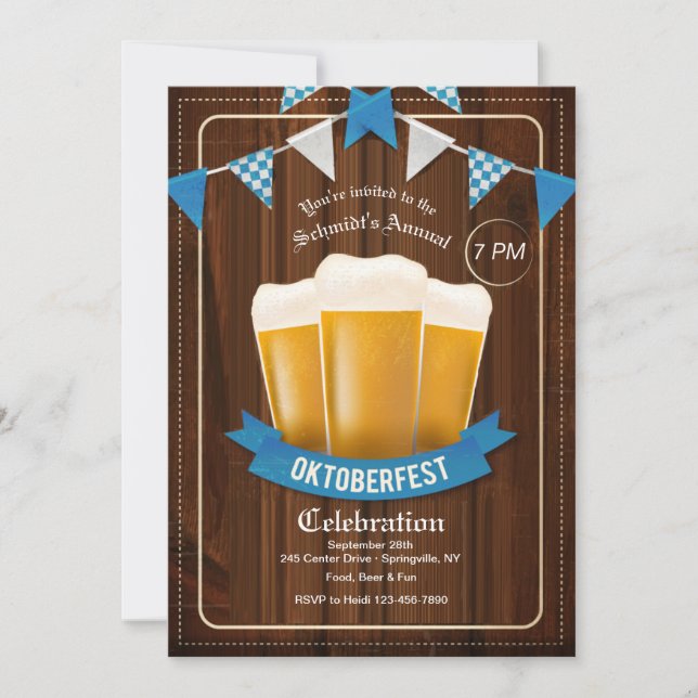 Three Oktoberfest Beers Invitation (Front)