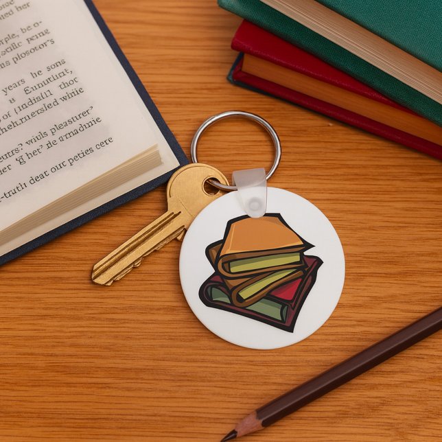 Three Old Books Stacked Together Keychain (Creator Uploaded)