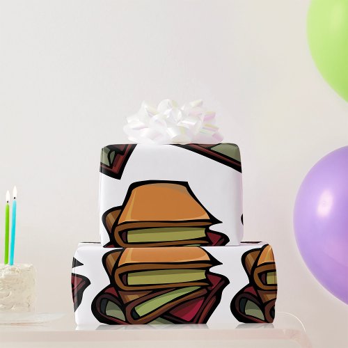 Three Old Books Stacked Together Wrapping Paper