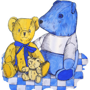 three old teddy bears cute childrens cloth placemat