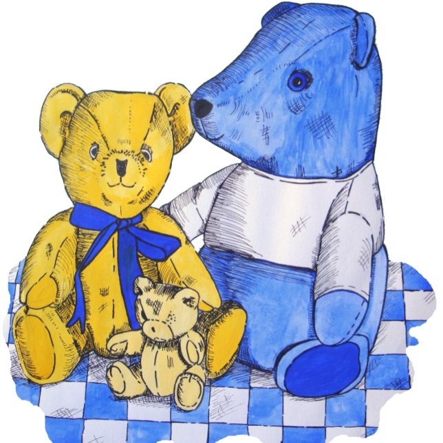 three old teddy bears cute childrens cloth placemat (Creator Uploaded)