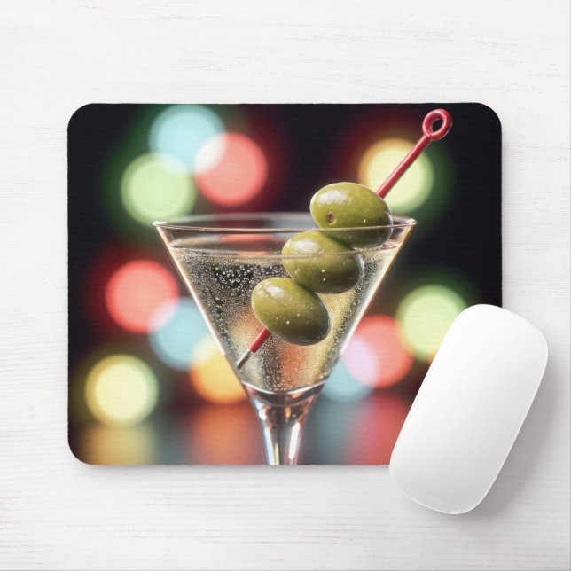 Three Olives In a Martini Cocktail Mouse Pad (With Mouse)
