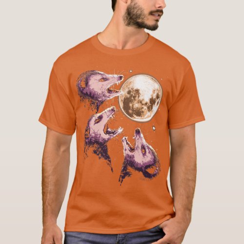 Three Opossums Howling at the Moon Funny Possum 3  T_Shirt