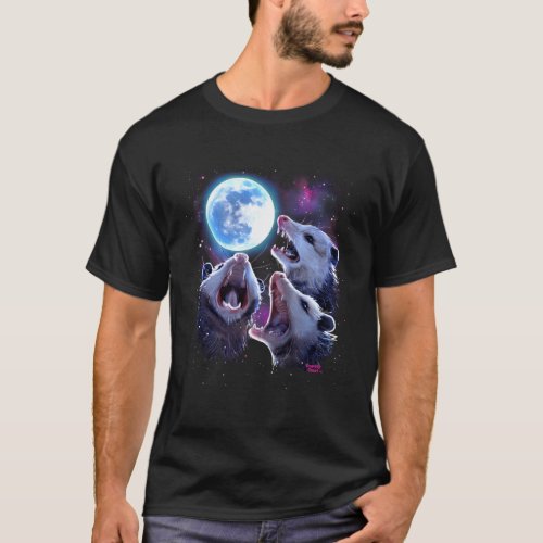 Three Opossums Howling At The Moon Pet Possum T_Shirt