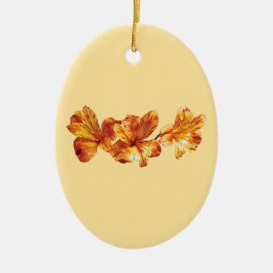 Three Orange Asiatic Lilies Ceramic Ornament