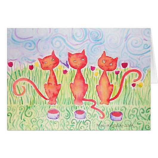 Three Orange Cats Card ~ Blank (Front Horizontal)
