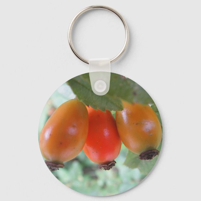 Three orange rosehips keychain (Front)