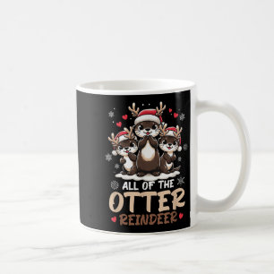 Three Otter Reindeer Santa Hat Deer Merry Christma Coffee Mug