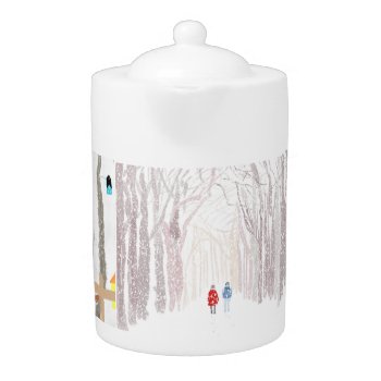 Three Outdoor Winter Scenes Teapot by CardArtFromTheHeart at Zazzle
