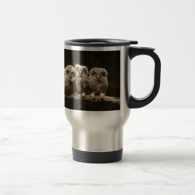 Three Owl Chicks Travel Mug (Right)