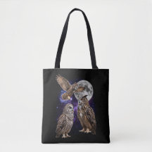 Three Owl Moon Galaxy Retro Graphic