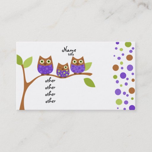 Customizable Three Owls Business Card