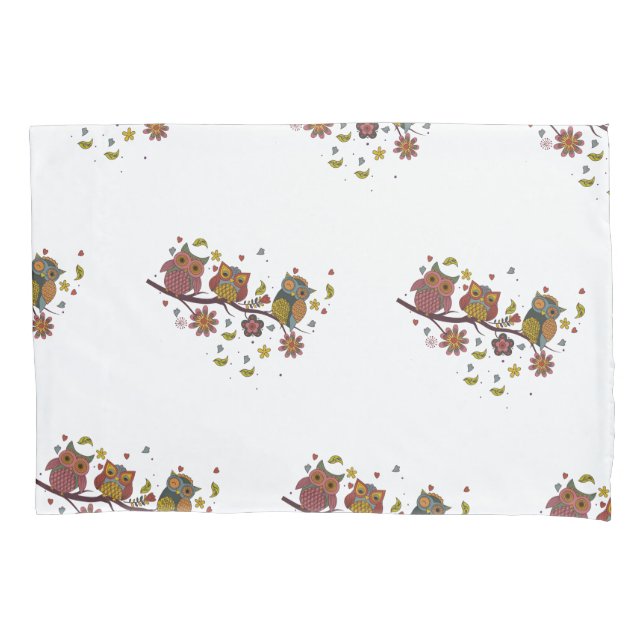 Three owls on branch pillow case (Front)