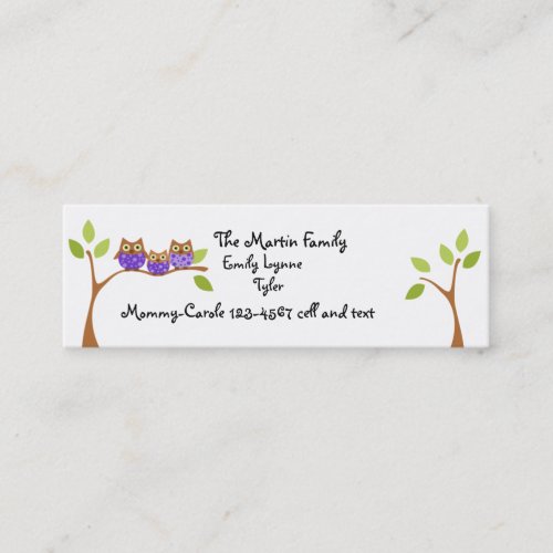 Three Owls Play Date Business Card