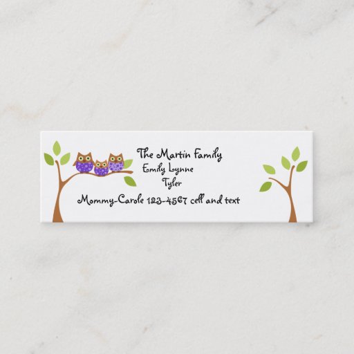 Customizable Three Owls Play Date Business Card