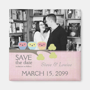 Three Owls Wedding Save the Date Photo Magnet