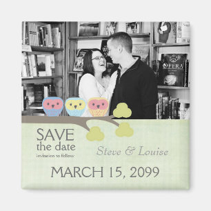 Three Owls Wedding Save the Date Photo Magnet