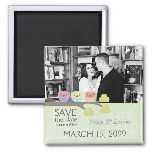 Three Owls Wedding Save the Date Photo Magnet
