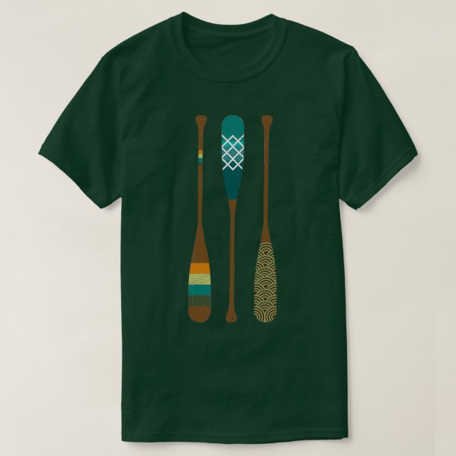 Three Paddles Colourful Canoe Lover Gift Idea T-Shirt (Design Front)