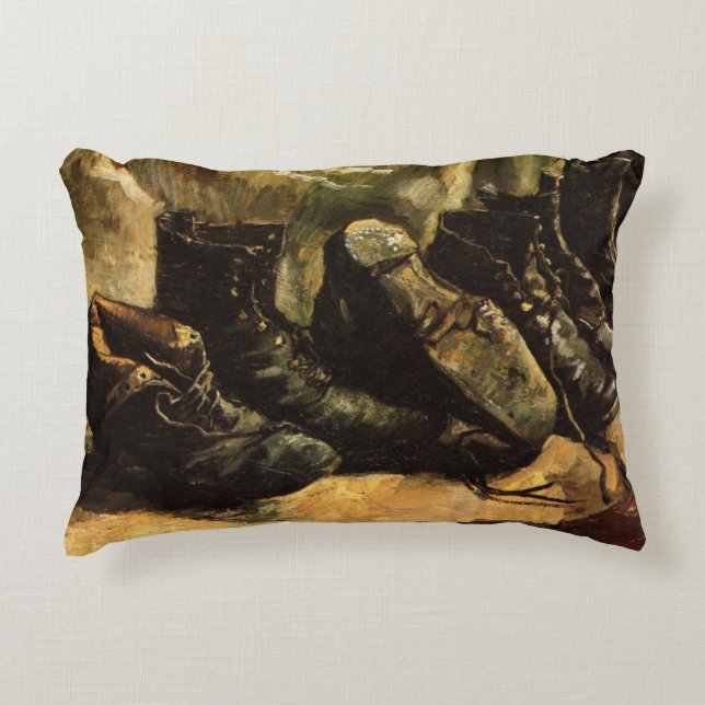 Three Pairs of Shoes by Vincent van Gogh Accent Pillow (Front)