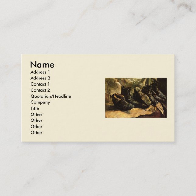 Three Pairs of Shoes by Vincent van Gogh Business Card (Front)