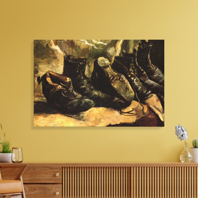 Three Pairs of Shoes by Vincent van Gogh Canvas Print (Insitu(LivingRoom))