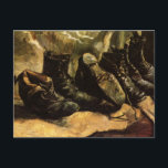 Three Pairs of Shoes by Vincent van Gogh Postcard<br><div class="desc">Three Pairs of Shoes by Vincent van Gogh is a vintage fine art post impressionism still life painting featuring three pairs of peasant shoes and worker boots. Clothing for the poor and poverty stricken workmen. About the artist: Vincent Willem van Gogh was a Post Impressionist painter whose work was most...</div>