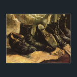 Three Pairs of Shoes by Vincent van Gogh Postcard<br><div class="desc">Three Pairs of Shoes by Vincent van Gogh is a vintage fine art post impressionism still life painting featuring three pairs of peasant shoes and worker boots. Clothing for the poor and poverty stricken workmen. About the artist: Vincent Willem van Gogh was a Post Impressionist painter whose work was most...</div>