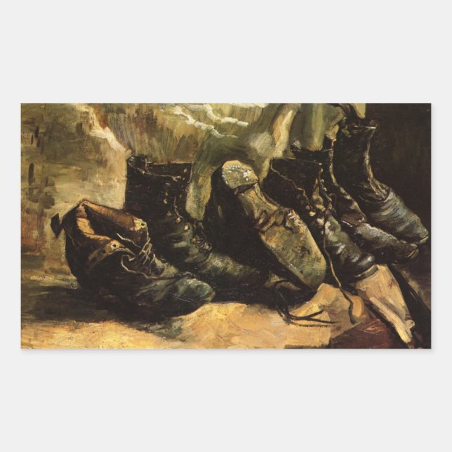 Three Pairs of Shoes by Vincent van Gogh Rectangular Sticker (Front)