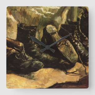 Three Pairs of Shoes by Vincent van Gogh Square Wall Clock