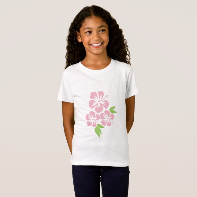 Three Pale Pink Hibiscus Tropical Flowers T-Shirt (Front Full)
