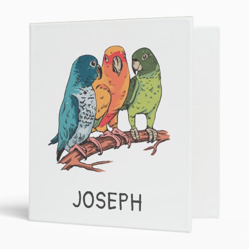 Three parrots illustration design 3 ring binder