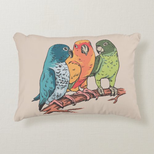 Three parrots illustration design accent pillow