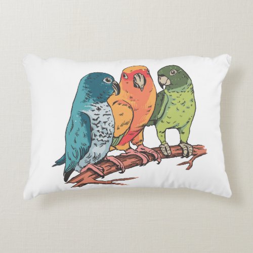 Three parrots illustration design accent pillow