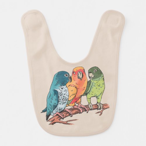 Three parrots illustration design baby bib