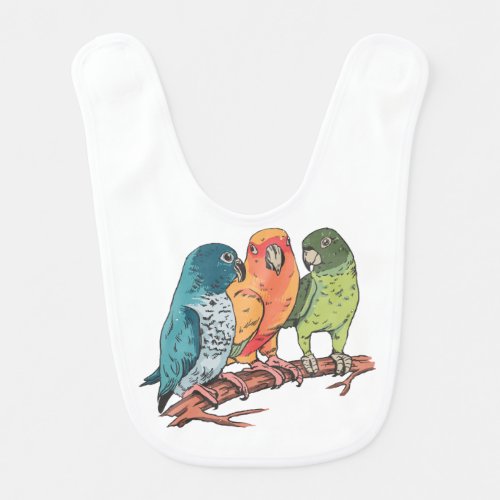 Three parrots illustration design baby bib