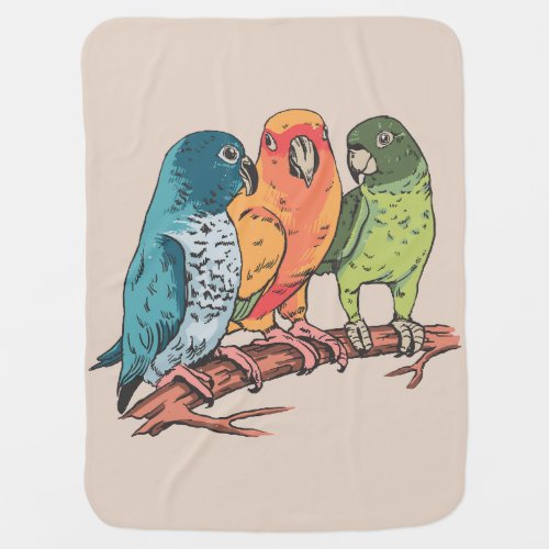 Three parrots illustration design baby blanket