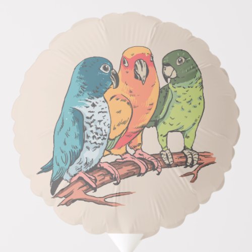 Three parrots illustration design balloon