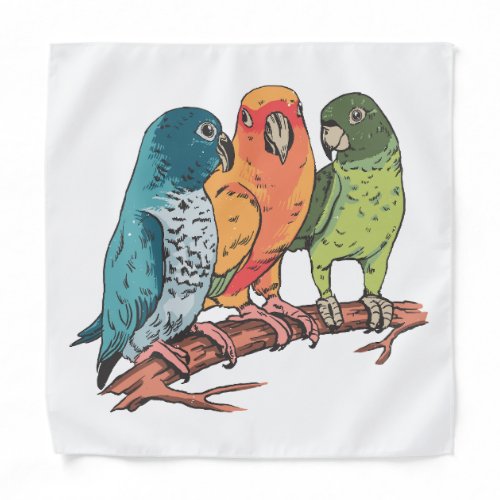 Three parrots illustration design bandana