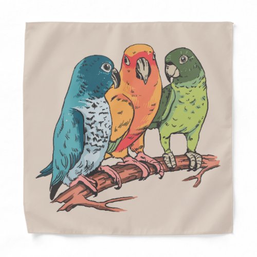 Three parrots illustration design bandana