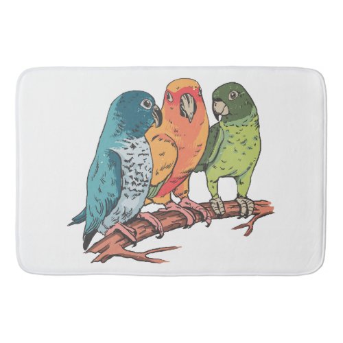 Three parrots illustration design bath mat