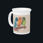 Three parrots illustration design beverage pitcher<br><div class="desc">Amazing design featuring three beautiful parrots in illustration style.</div>