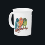Three parrots illustration design beverage pitcher<br><div class="desc">Amazing design featuring three beautiful parrots in illustration style.</div>