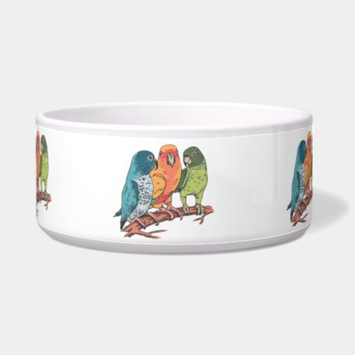 Three parrots illustration design bowl