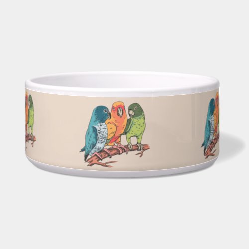 Three parrots illustration design bowl