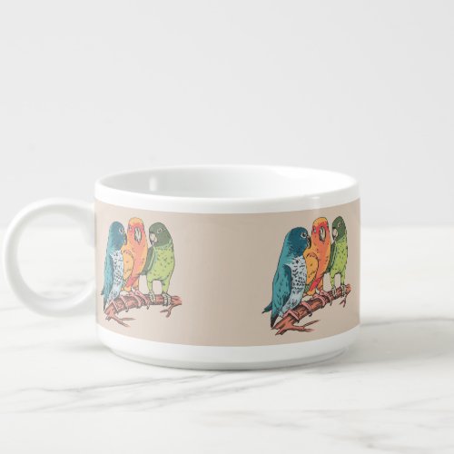 Three parrots illustration design bowl