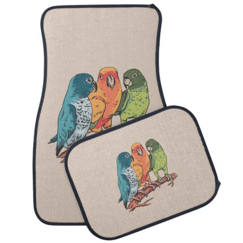 Three parrots illustration design car floor mat